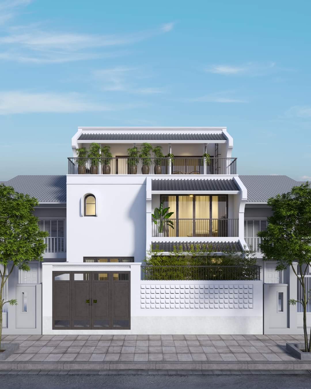 Thiết kế nhà phố phong cách kiến trúc đông dương tại TP Vinh-Nghệ An